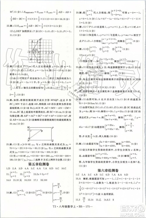 北师大版2019年优翼学练优八年级数学上册参考答案 北师大版2019年优翼学练优八年级数学上册参考答案