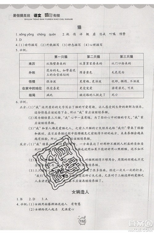 2019年暑假提高班语文小升初衔接假期作业参考答案 2019年暑假提高班语文小升初衔接假期作业参考答案