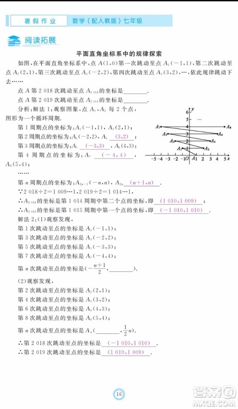 芝麻开花2020年暑假作业七年级数学人教版参考答案 芝麻开花2020年暑假作业七年级数学人教版参考答案