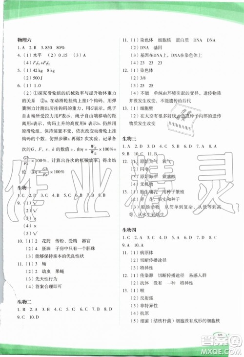 2019年核按钮暑假作业八年级下册合订本参考答案