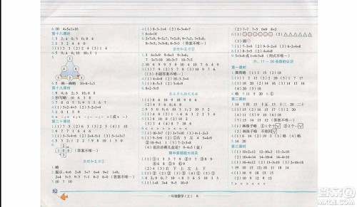 2019新版黄冈小状元作业本一年级上册数学R人教版参考答案