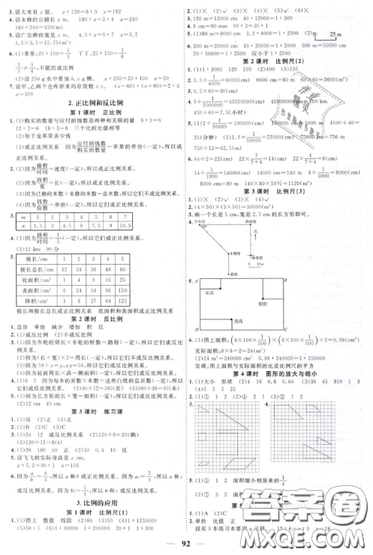 宇轩图书2019阳光同学课时优化作业六年级下册数学人教版参考答案