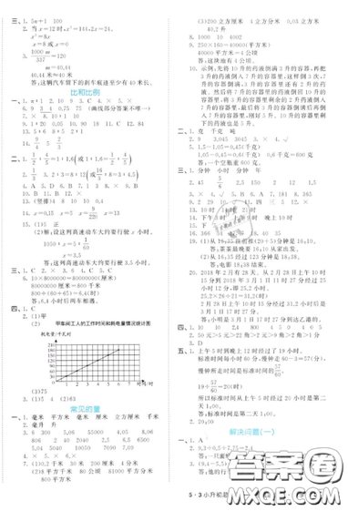 2019小学数学53小升初总复习考前讲练测参考答案