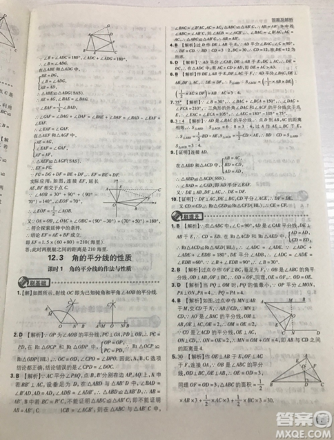 开明出版社2019新版初中必刷题八年级上册数学人教版答案