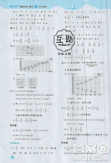 江西教育出版社2019阳光同学暑假衔接5升6五年级数学人教版答案 江西教育出版社2019阳光同学暑假衔接5升6五年级数学人教版答案