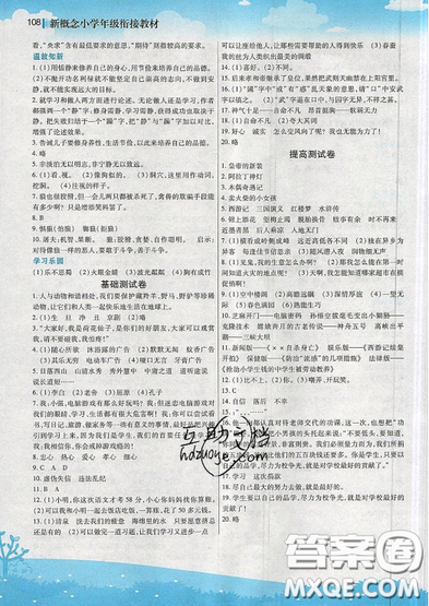 2019新概念小学年级衔接教材暑假衔接作业小升初语文参考答案