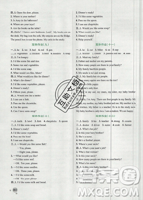 2019年秋小学学霸作业本四年级英语上册人教版答案 2019年秋小学学霸作业本四年级英语上册人教版答案