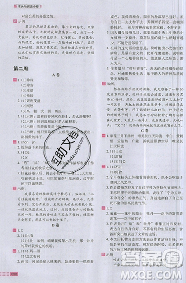 2019秋新版木头马阅读小卷小学语文5年级A版参考答案 2019秋新版木头马阅读小卷小学语文5年级A版参考答案