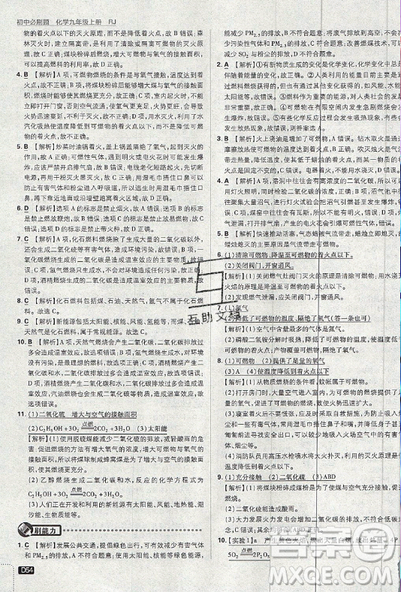 2019新版初中必刷题九年级上册化学RJ版答案