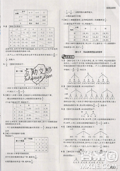 2019新版初中必刷题九年级上册数学RJ版答案 2019新版初中必刷题九年级上册数学RJ版答案