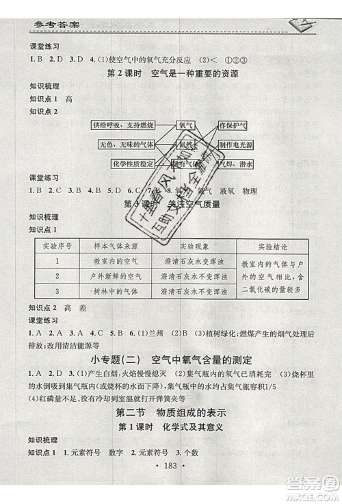 2019名校课堂小练习九年级化学全一册鲁教版LJ答案