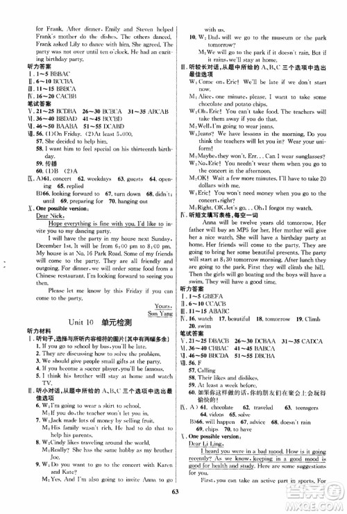 2019年初中同步学考优化设计英语八年级上册RJ人教版参考答案 2019年初中同步学考优化设计英语八年级上册RJ人教版参考答案