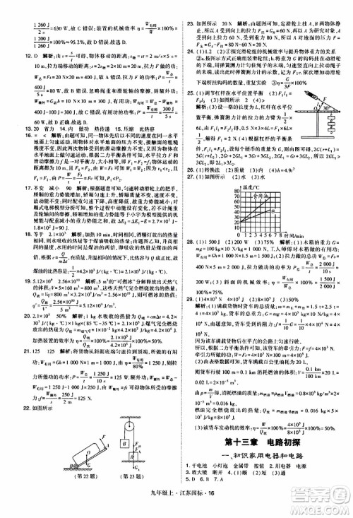 经纶学典2019秋学霸题中题九年级上册物理江苏国标参考答案