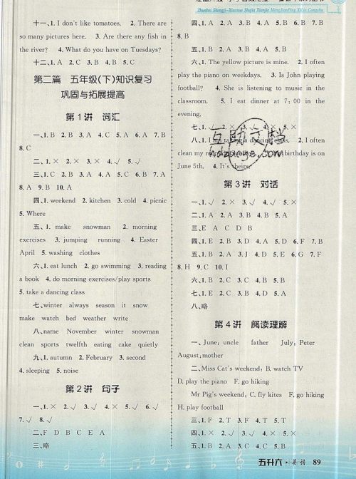 孟建平2019新版准备升级小学暑假衔接英语五年级上册人教版答案 孟建平2019新版准备升级小学暑假衔接英语五年级上册人教版答案