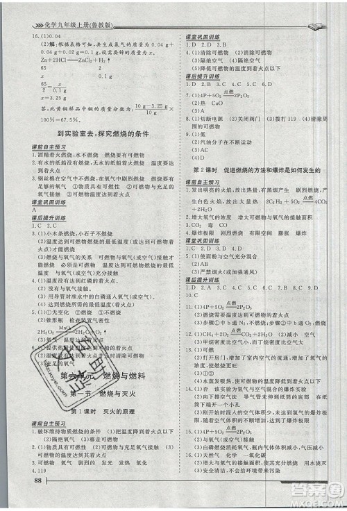 2019标准课堂作业九年级化学上册鲁教版答案