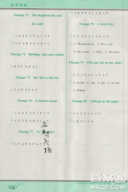 李光明主编2019点津英语小学英语同步阅读80篇三年级参考答案 李光明主编2019点津英语小学英语同步阅读80篇三年级参考答案