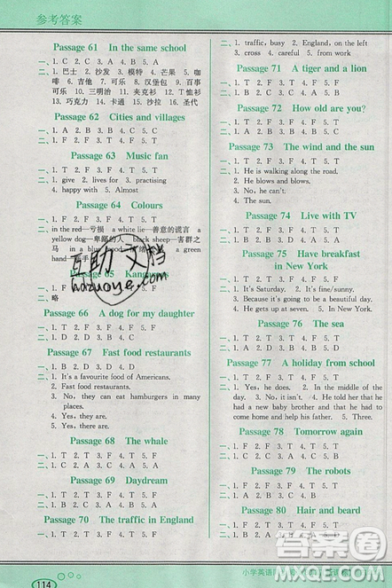 李光明主编2019点津英语小学英语同步阅读80篇四年级参考答案 李光明主编2019点津英语小学英语同步阅读80篇四年级参考答案