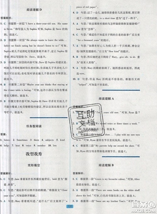 江苏人民出版社2019点津英语天天练英语时文阅读7年级第四辑参考答案