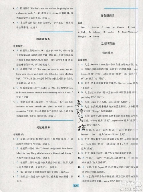 江苏人民出版社2019点津英语天天练英语时文阅读8年级第四辑参考答案
