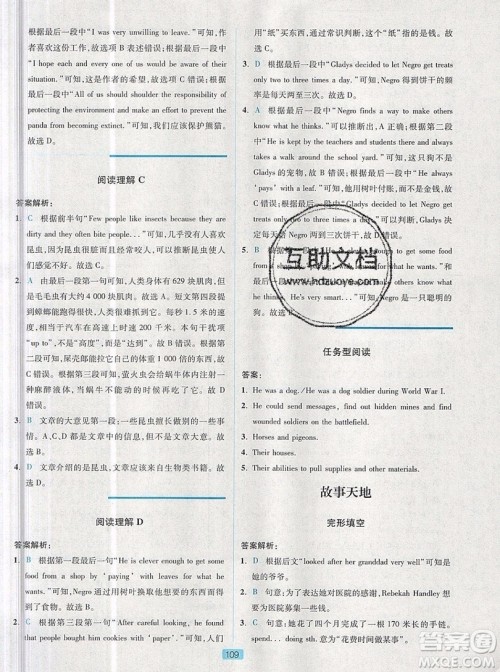 江苏人民出版社2019点津英语天天练英语时文阅读8年级第四辑参考答案