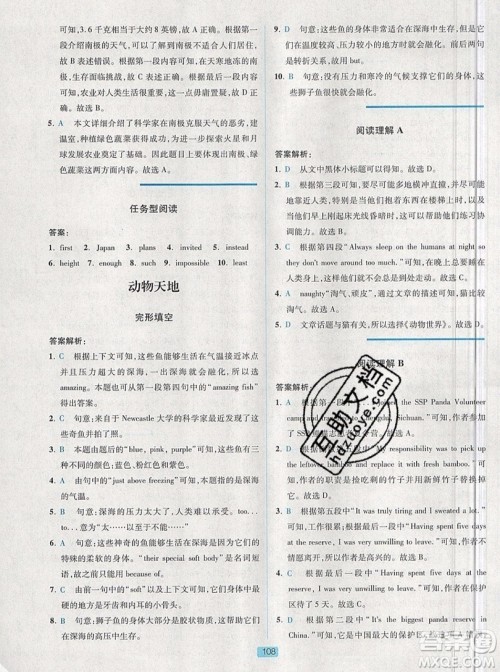 江苏人民出版社2019点津英语天天练英语时文阅读8年级第四辑参考答案