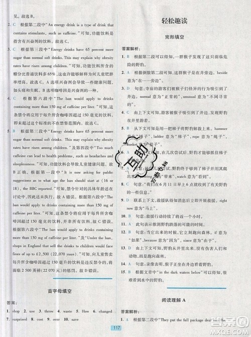 江苏人民出版社2019点津英语天天练英语时文阅读8年级第四辑参考答案