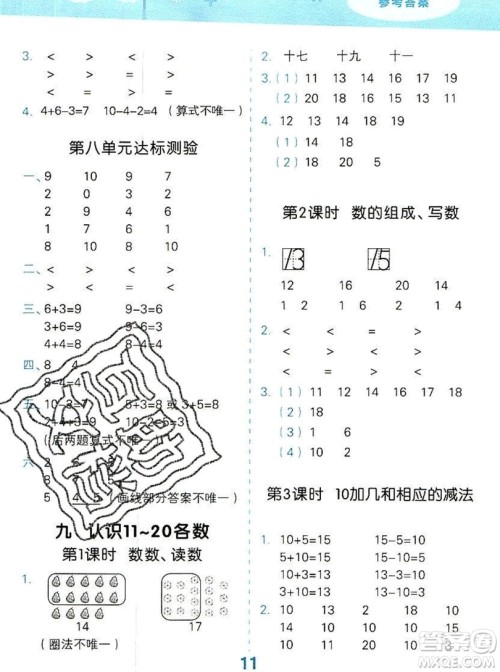 2019口算大通关一年级上册数学苏教版答案