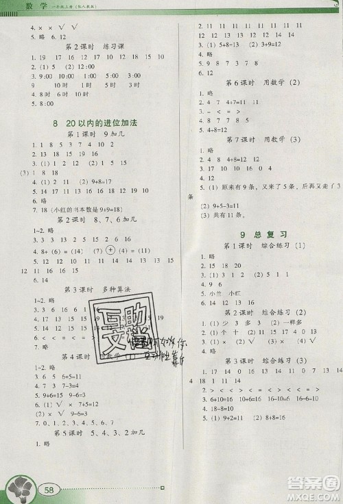 2019南方新课堂金牌学案一年级数学上册人教版答案 2019南方新课堂金牌学案一年级数学上册人教版答案