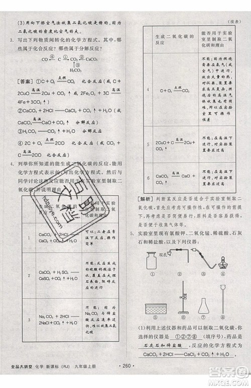2019年全品大讲堂化学九年级上册人教版RJ参考答案及教材习题答案 2019年全品大讲堂化学九年级上册人教版RJ参考答案及教材习题答案
