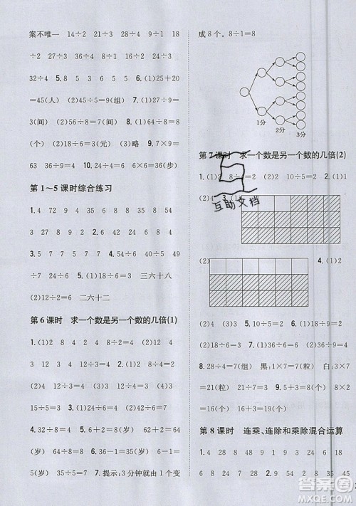 吉林人民出版社2019小学题帮数学二年级上册青岛版参考答案