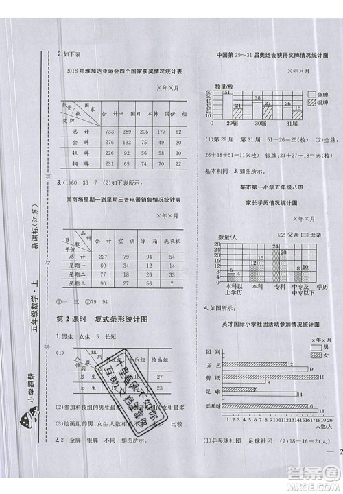 吉林人民出版社2019小学题帮数学五年级上册新课标江苏版参考答案