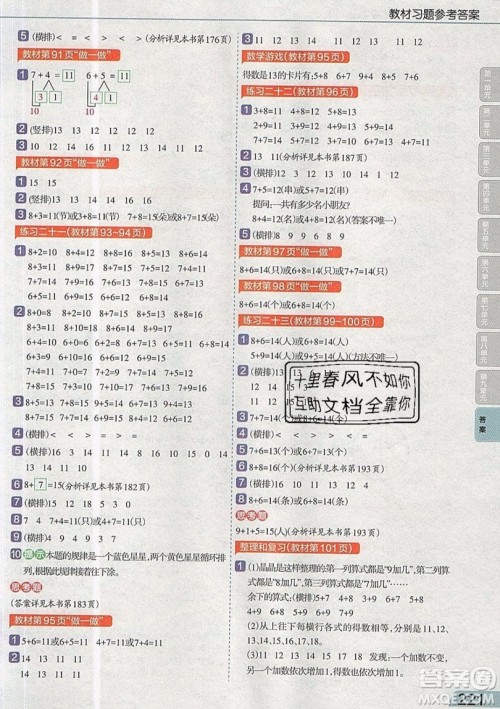 天星教育2019教材帮小学数学一年级上册RJ人教版参考答案 天星教育2019教材帮小学数学一年级上册RJ人教版参考答案