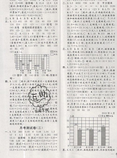 2019新版亮点给力大试卷五年级上册数学苏教版答案