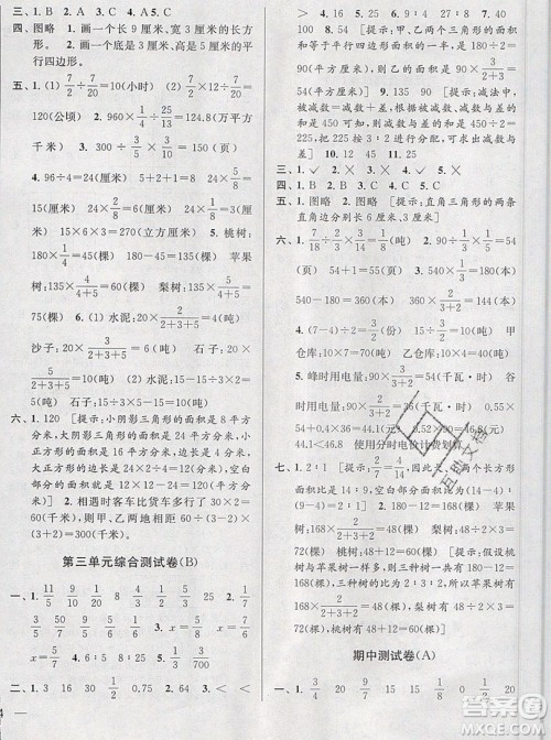 2019新版亮点给力大试卷六年级上册数学苏教版答案 2019新版亮点给力大试卷六年级上册数学苏教版答案