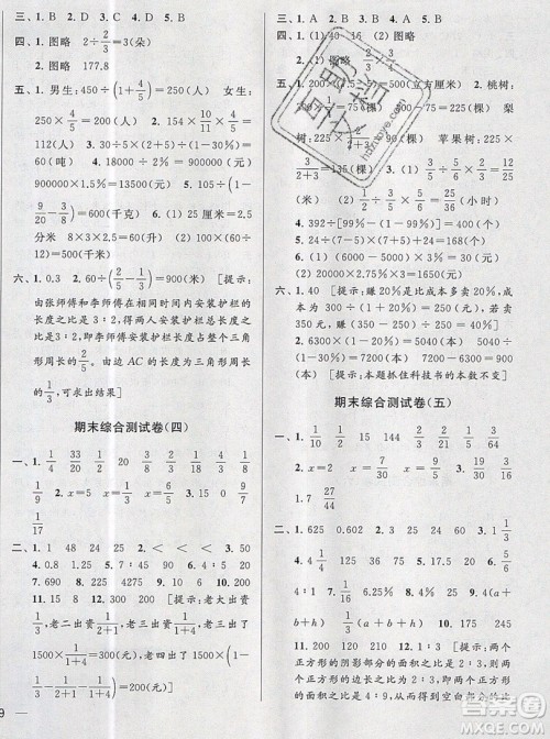 2019新版亮点给力大试卷六年级上册数学苏教版答案