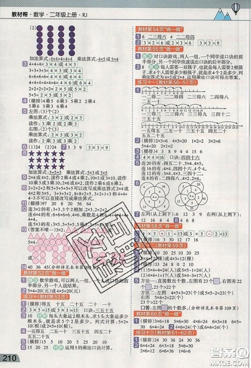 天星教育2019教材帮小学数学二年级上册RJ人教版参考答案