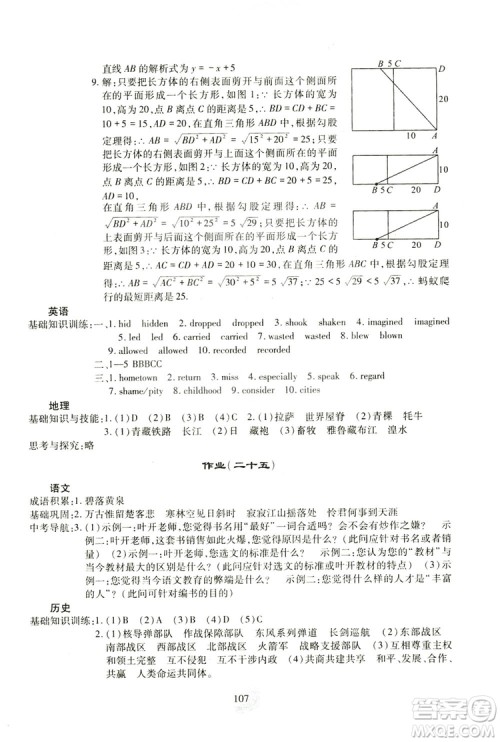 四川教育出版社2019新课程实践与探究丛书暑假生活八年级答案