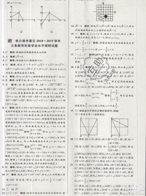 2019年秋亮点给力大试卷八年级上册数学苏教版答案 2019年秋亮点给力大试卷八年级上册数学苏教版答案