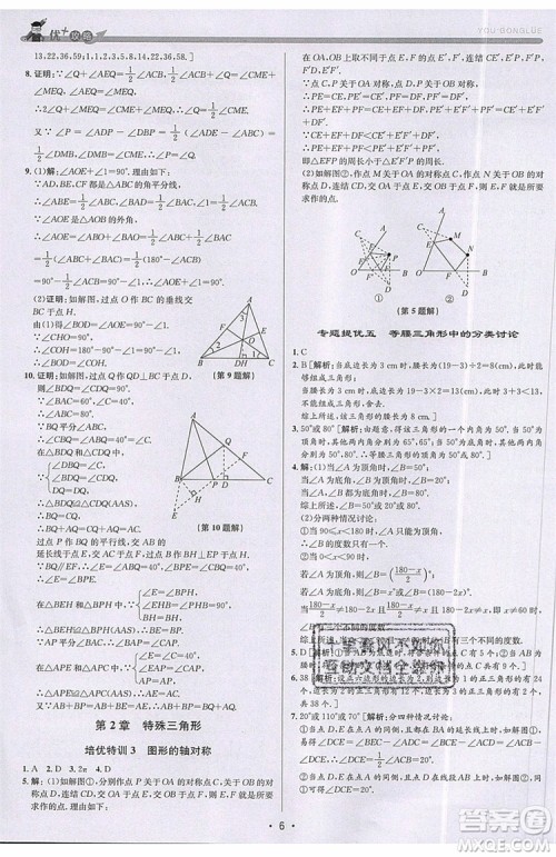 志明教育2019新版优+攻略八年级上册数学ZJ浙教版参考答案