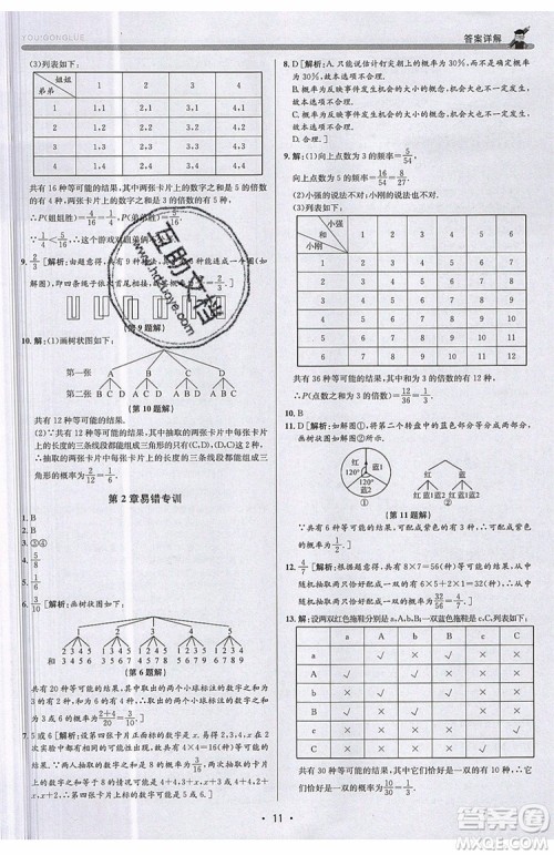 志明教育2019新版优+攻略九年级全一册数学ZJ浙教版参考答案