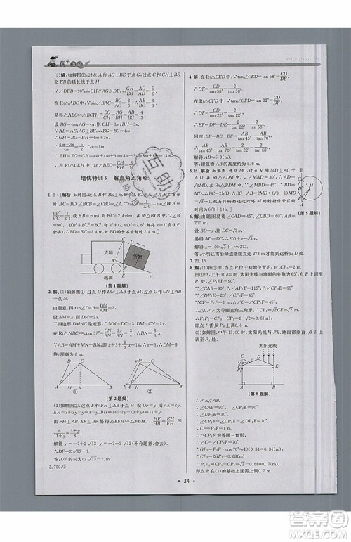 志明教育2019新版优+攻略九年级全一册数学ZJ浙教版参考答案