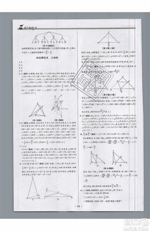 志明教育2019新版优+攻略九年级全一册数学ZJ浙教版参考答案