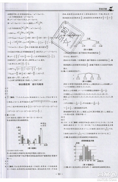 志明教育2019新版优+攻略九年级全一册数学ZJ浙教版参考答案