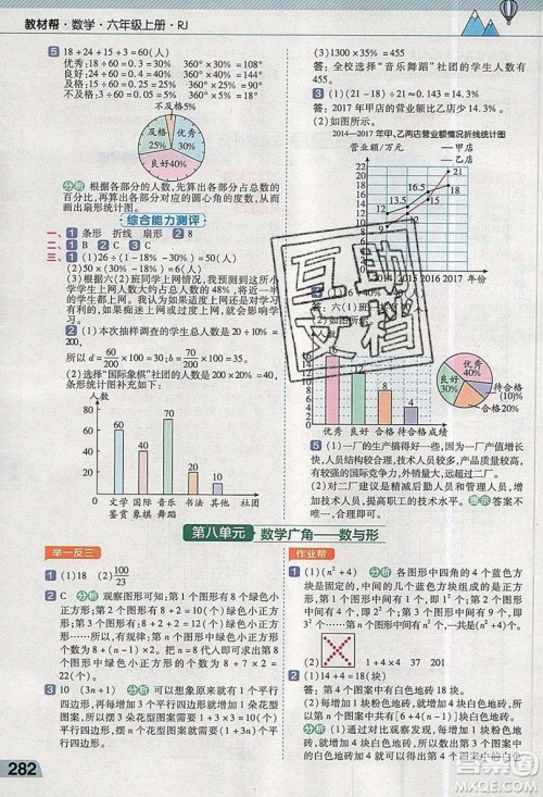 天星教育2019教材帮小学数学六年级上册人教PJ版参考答案