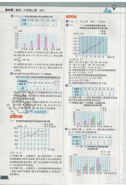天星教育2019教材帮小学数学六年级上册BSD北师大版参考答案