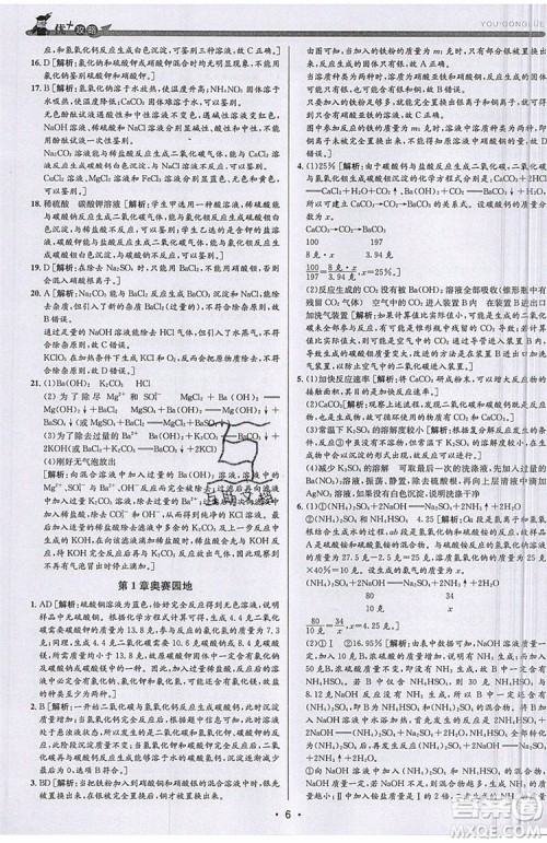 2019新版优+攻略衔接中考版九年级科学全一册ZJ浙教版参考答案