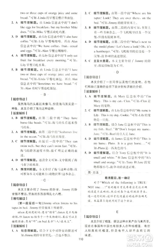 2020版星火英语spark艾派巅峰训练七年级阅读理解200篇答案 2020版星火英语spark艾派巅峰训练七年级阅读理解200篇答案