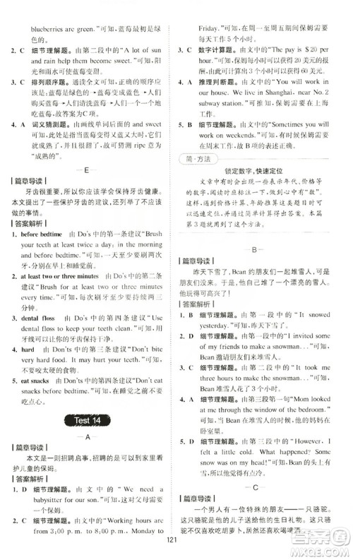 2020版星火英语spark艾派巅峰训练七年级阅读理解200篇答案 2020版星火英语spark艾派巅峰训练七年级阅读理解200篇答案