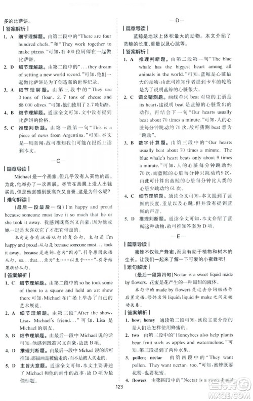 2020版星火英语spark艾派巅峰训练七年级阅读理解200篇答案 2020版星火英语spark艾派巅峰训练七年级阅读理解200篇答案