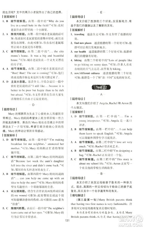 2020版星火英语spark艾派巅峰训练七年级阅读理解200篇答案 2020版星火英语spark艾派巅峰训练七年级阅读理解200篇答案